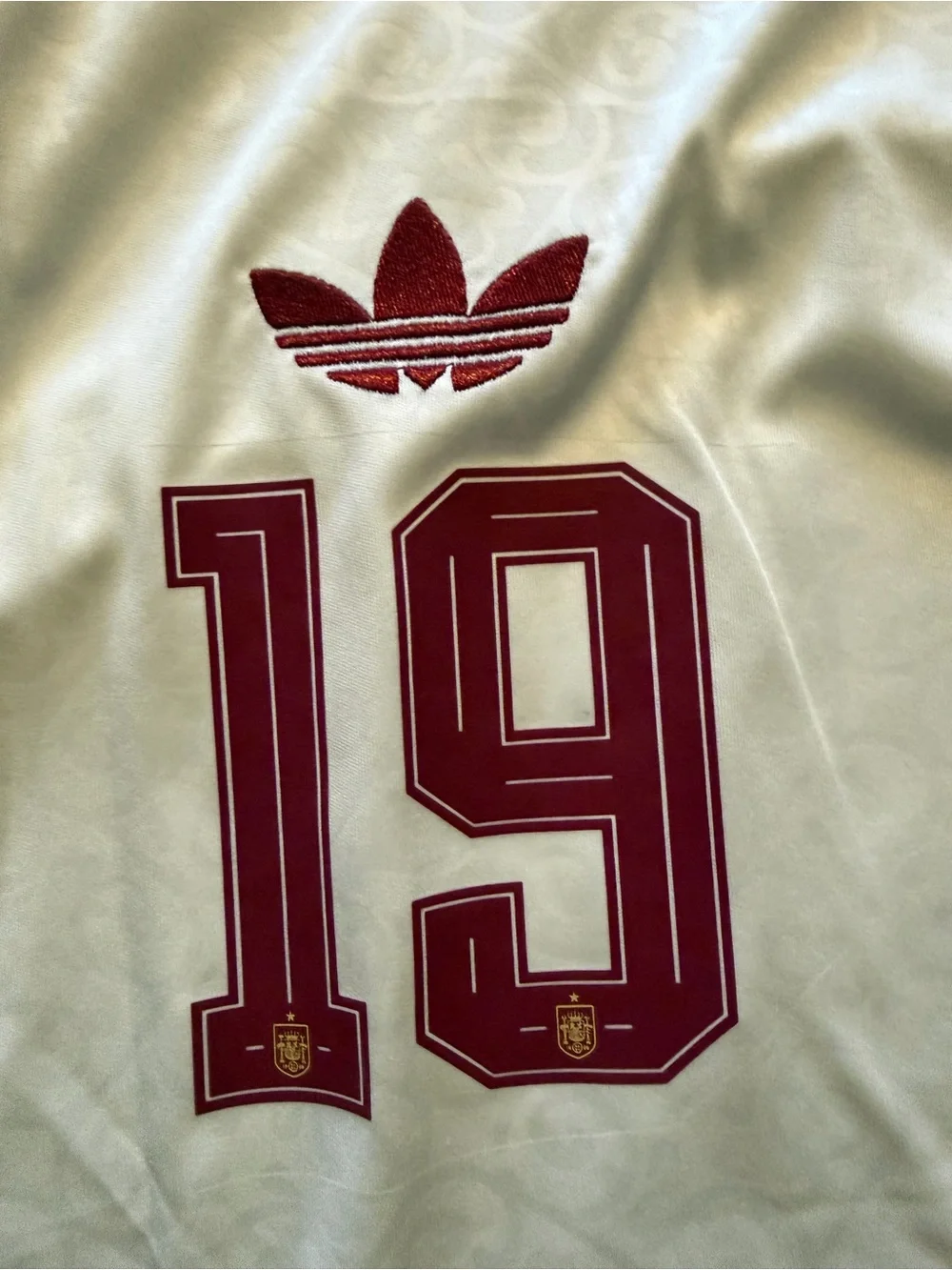 Adidas #19 Yamal Striker Soccer Jersey White and Maroon Spain World Cup 2026